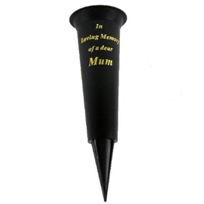 Picture of GRAVE VASE SPIKE BLACK IN LOVING MEMORY OF A DEAR MUM