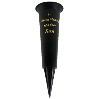 Picture of GRAVE VASE SPIKE BLACK IN LOVING MEMORY OF A DEAR SON