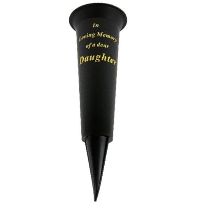 Picture of GRAVE VASE SPIKE BLACK IN LOVING MEMORY OF A DEAR DAUGHTER