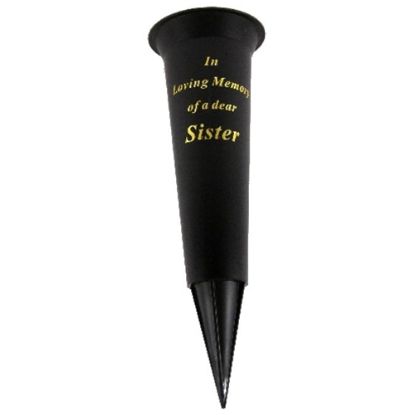 Picture of GRAVE VASE SPIKE BLACK IN LOVING MEMORY OF A DEAR SISTER