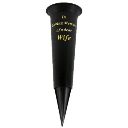 Picture of GRAVE VASE SPIKE BLACK IN LOVING MEMORY OF A DEAR WIFE