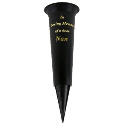 Picture of GRAVE VASE SPIKE BLACK IN LOVING MEMORY OF A DEAR NAN