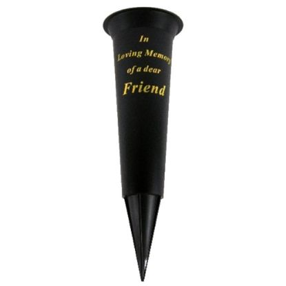 Picture of GRAVE VASE SPIKE BLACK IN LOVING MEMORY OF A DEAR FRIEND