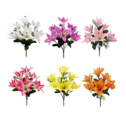 Picture of 34cm TIGER LILY BUSH WITH GYP ASSORTED X 24pcs