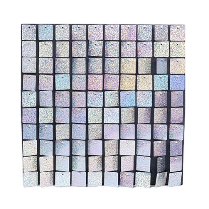 Picture of SEQUIN WALL PANEL 30cm X 30cm SQUARE SEQUINS HOLOGRAPHIC SILVER