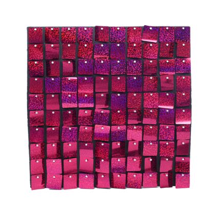 Picture of SEQUIN WALL PANEL 30cm X 30cm SQUARE SEQUINS HOLOGRAPHIC FUCHSIA