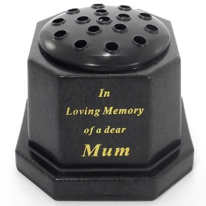 Picture of GRAVE VASE BLACK IN LOVING MEMORY OF A DEAR MUM