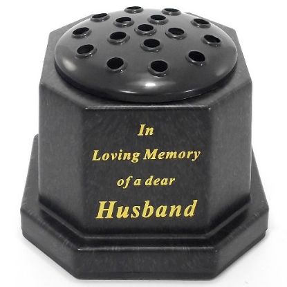 Picture of GRAVE VASE BLACK IN LOVING MEMORY OF A DEAR HUSBAND