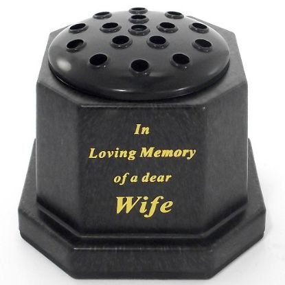Picture of GRAVE VASE BLACK IN LOVING MEMORY OF A DEAR WIFE