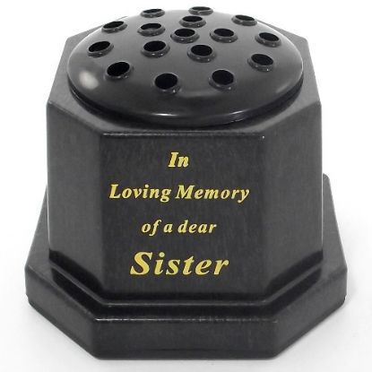 Picture of GRAVE VASE BLACK IN LOVING MEMORY OF A DEAR SISTER