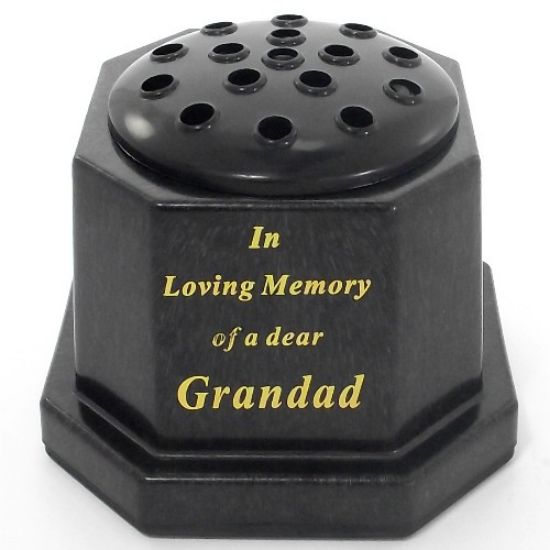 Picture of GRAVE VASE BLACK IN LOVING MEMORY OF A DEAR GRANDAD
