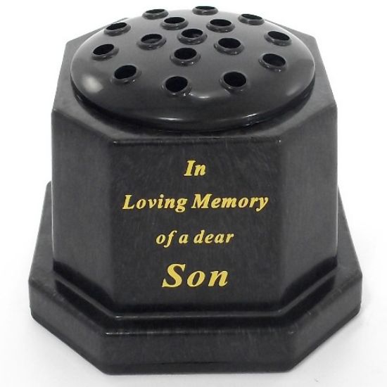 Picture of GRAVE VASE BLACK IN LOVING MEMORY OF A DEAR SON
