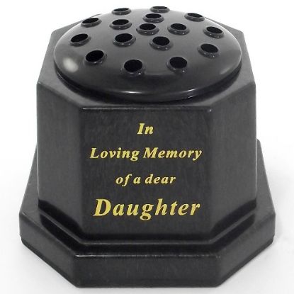 Picture of GRAVE VASE BLACK IN LOVING MEMORY OF A DEAR DAUGHTER