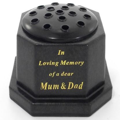 Picture of GRAVE VASE BLACK IN LOVING MEMORY OF A DEAR  MUM AND DAD