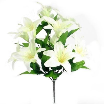 Picture of SATIN LILY BUSH (12 HEADS) X 24pcs IVORY