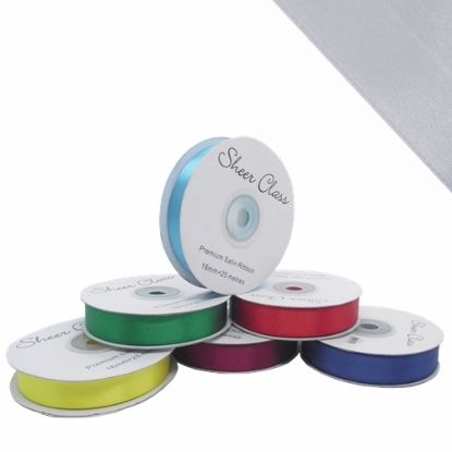 Picture of DOUBLE FACE SATIN RIBBON 16mm X 25metres SILVER