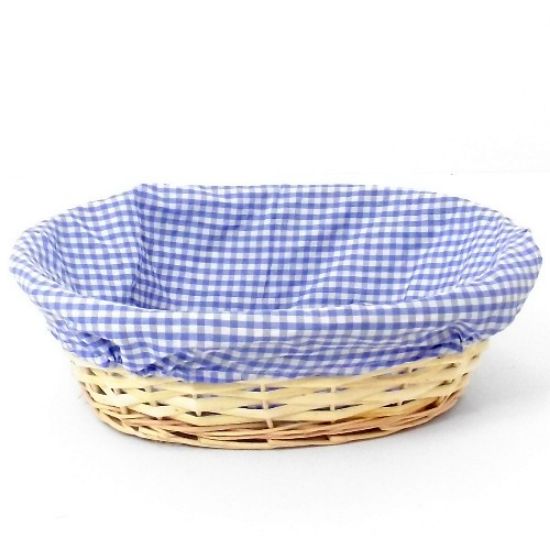 Picture of 30cm OVAL GINGHAM CLOTH LINED BASKET BLUE