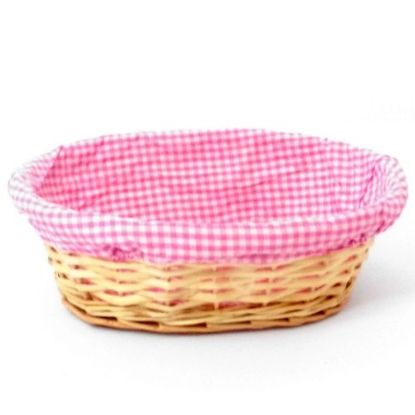Picture of 30cm OVAL GINGHAM CLOTH LINED BASKET PINK