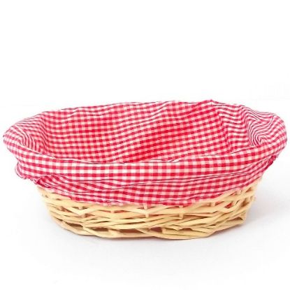 Picture of 30cm OVAL GINGHAM CLOTH LINED BASKET RED