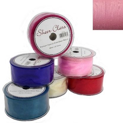 Picture of SHEER CLASS PREMIUM ORGANZA SNOW SHEER RIBBON WITH WIRED EDGE 50mm X 20met BABY PINK