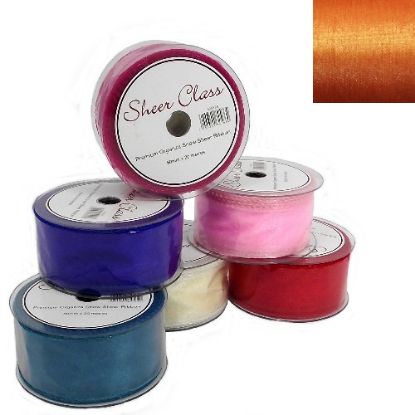 Picture of SHEER CLASS PREMIUM ORGANZA SNOW SHEER RIBBON WITH WIRED EDGE 50mm X 20met ORANGE