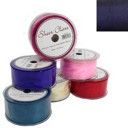 Picture of SHEER CLASS PREMIUM ORGANZA SNOW SHEER RIBBON WITH WIRED EDGE 50mm X 20met NAVY BLUE