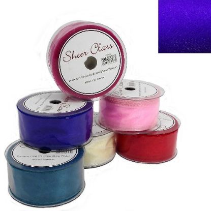Picture of SHEER CLASS PREMIUM ORGANZA SNOW SHEER RIBBON WITH WIRED EDGE 50mm X 20met ROYAL BLUE