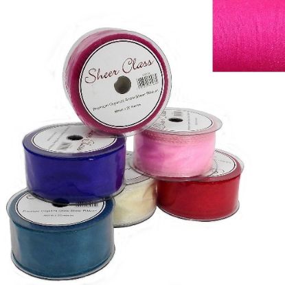 Picture of SHEER CLASS PREMIUM ORGANZA SNOW SHEER RIBBON WITH WIRED EDGE 50mm X 20met HOT PINK