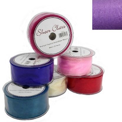 Picture of SHEER CLASS PREMIUM ORGANZA SNOW SHEER RIBBON WITH WIRED EDGE 50mm X 20met LILAC
