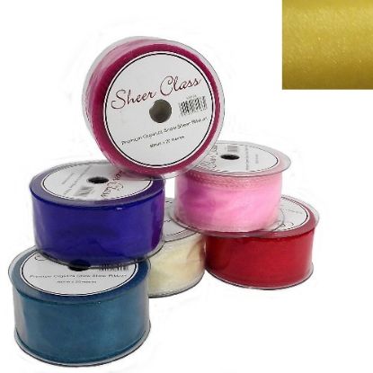 Picture of SHEER CLASS PREMIUM ORGANZA SNOW SHEER RIBBON WITH WIRED EDGE 50mm X 20met YELLOW