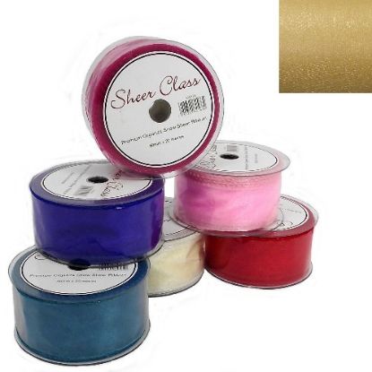 Picture of SHEER CLASS PREMIUM ORGANZA SNOW SHEER RIBBON WITH WIRED EDGE 50mm X 20met CREAM