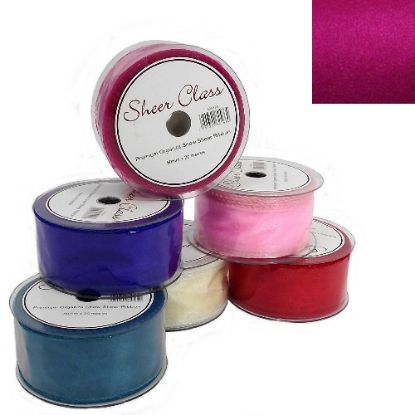 Picture of SHEER CLASS PREMIUM ORGANZA SNOW SHEER RIBBON WITH WIRED EDGE 50mm X 20met CERISE