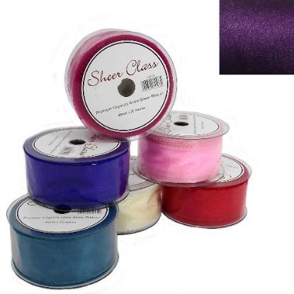 Picture of SHEER CLASS PREMIUM ORGANZA SNOW SHEER RIBBON WITH WIRED EDGE 50mm X 20met PLUM