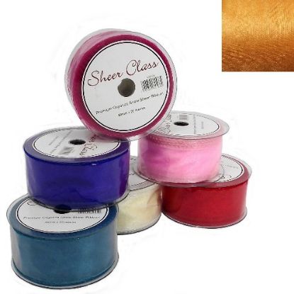 Picture of SHEER CLASS PREMIUM ORGANZA SNOW SHEER RIBBON WITH WIRED EDGE 50mm X 20met COPPER