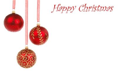 Picture of GREETING CARDS X 50 HAPPY CHRISTMAS - BAUBLES RED