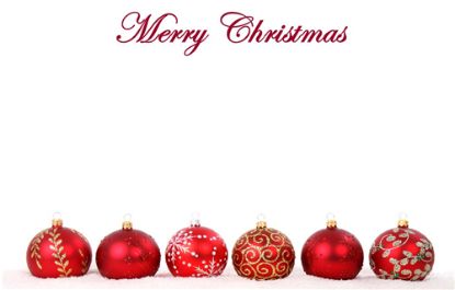 Picture of GREETING CARDS X 50 MERRY CHRISTMAS - BAUBLES RED