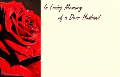Picture of GREETING CARDS X 50 IN LOVING MEMORY OF A DEAR HUSBAND - ROSE RED