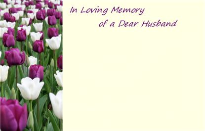 Picture of GREETING CARDS X 50 IN LOVING MEMORY OF A DEAR HUSBAND - MIXED TULIPS