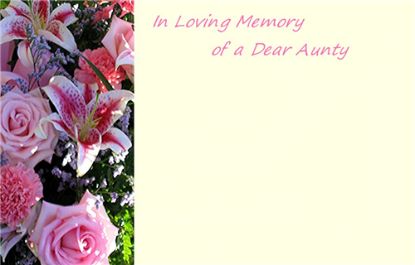 Picture of GREETING CARDS X 50 IN LOVING MEMORY OF A DEAR AUNTY - PINK BOUQUET