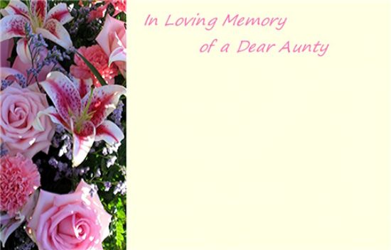 Picture of GREETING CARDS X 50 IN LOVING MEMORY OF A DEAR AUNTY - PINK BOUQUET
