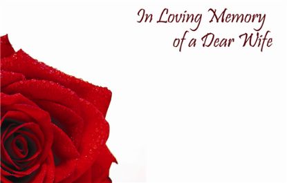 Picture of GREETING CARDS X 50 IN LOVING MEMORY OF A DEAR WIFE - ROSE RED
