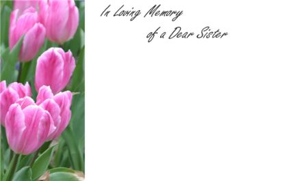 Picture of GREETING CARDS X 50 IN LOVING MEMORY OF A DEAR SISTER - TULIPS PINK