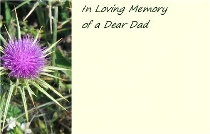 Picture of GREETING CARDS X 50 IN LOVING MEMORY OF A DEAR DAD - THISTLE PURPLE
