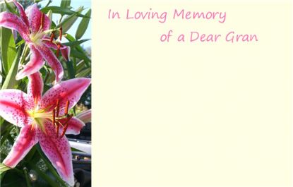 Picture of GREETING CARDS X 50 IN LOVING MEMORY OF A DEAR GRAN - LILLIES PINK