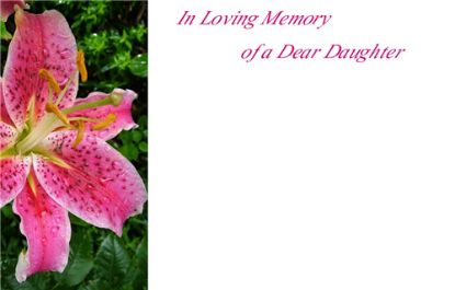 Picture of GREETING CARDS X 50 IN LOVING MEMORY OF A DEAR DAUGHTER - LILY PINK