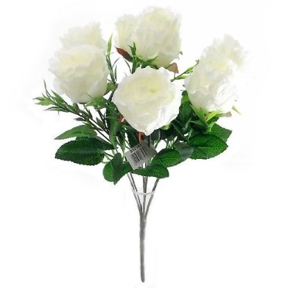 Picture of CRINKLED ROSEBUD BUSH WITH GRASS IVORY