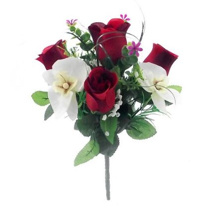 Picture of 30cm ROSEBUD AND ORCHID MIXED BUSH RED/CREAM