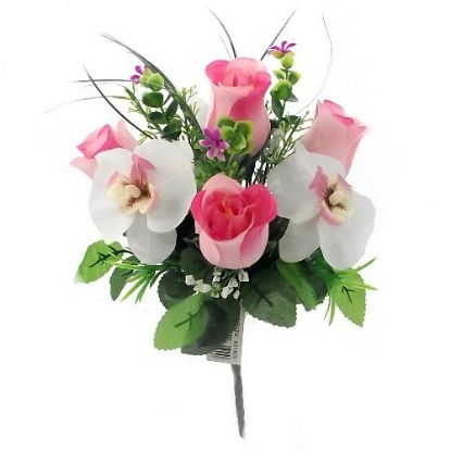 Picture of 30cm ROSEBUD AND ORCHID MIXED BUSH PINK/CREAM