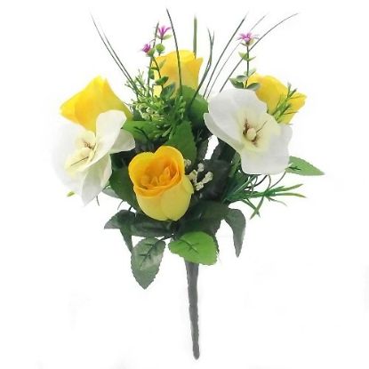 Picture of 30cm ROSEBUD AND ORCHID MIXED BUSH YELLOW/CREAM