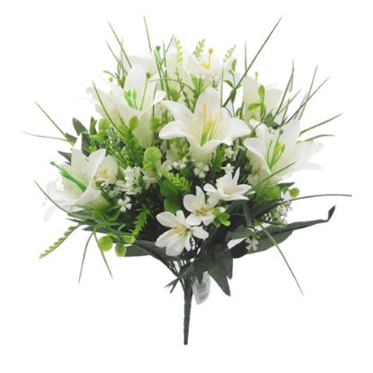 Picture of 42cm LARGE MIXED LILY BUSH IVORY